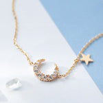 925 Sterling Silver Crystal Star Moon Charm Bracelet